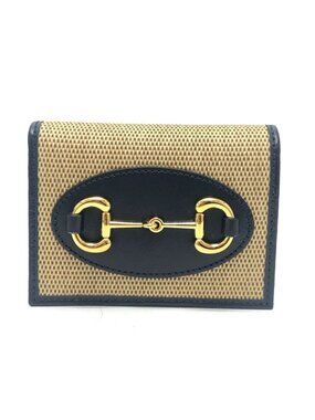 Gucci Bifold Wallet Horsebit Canvas Leather Brown